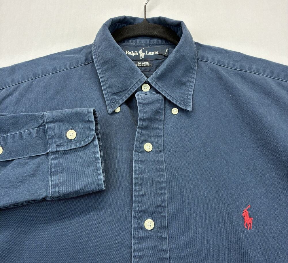Ralph Lauren Blair Shirt Men L Blue Button Down Long Sleeve Cotton Classic